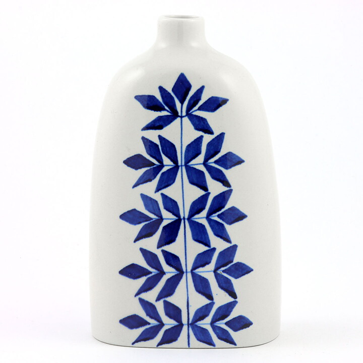 Karin Björquist (Indigo 1952) Bottle Vase with Blue Plant Decor 17 cm (4) 