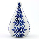 Karin Björquist (Indigo 1952) Drop Vase with Blue Leaf Decor 18 cm (2)