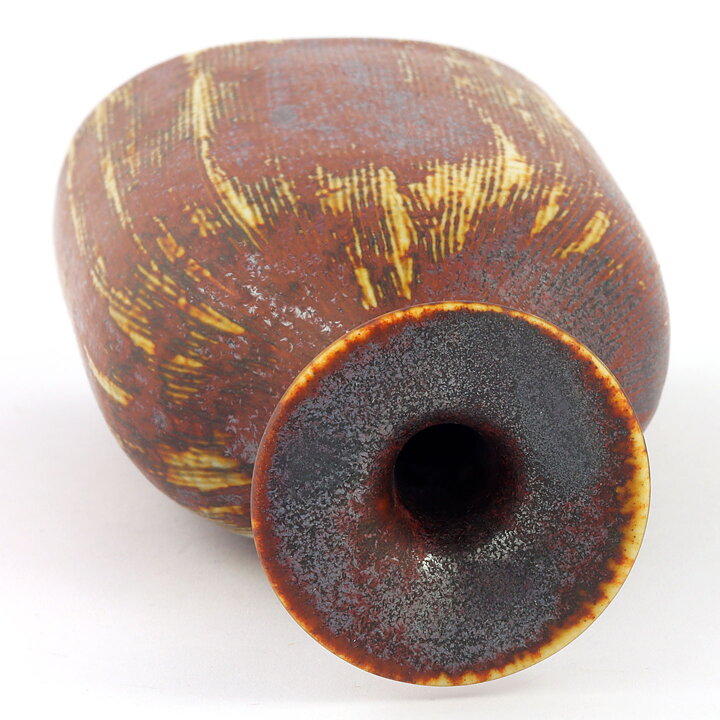 Stig Lindberg (1971) Unique Brown Bottle Vase 14 cm