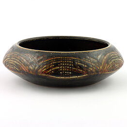 Carl-Harry Stålhane (1961) Unique Brown Discus Bowl 18 cm
