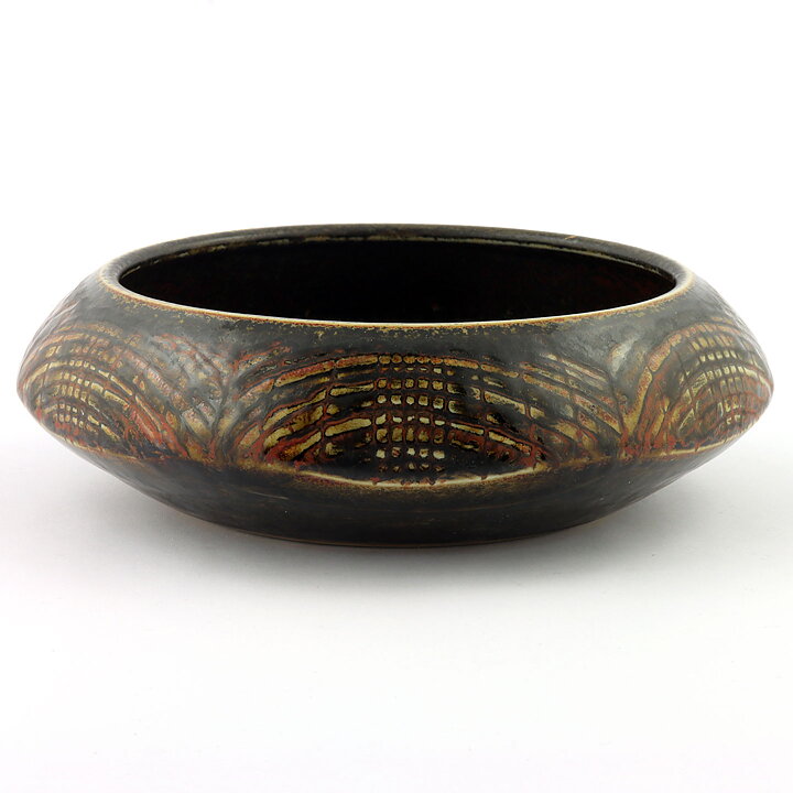 Carl-Harry Stålhane (1961) Unique Brown Discus Bowl 18 cm