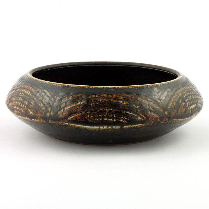 Carl-Harry Stålhane (1961) Unique Brown Discus Bowl 18 cm