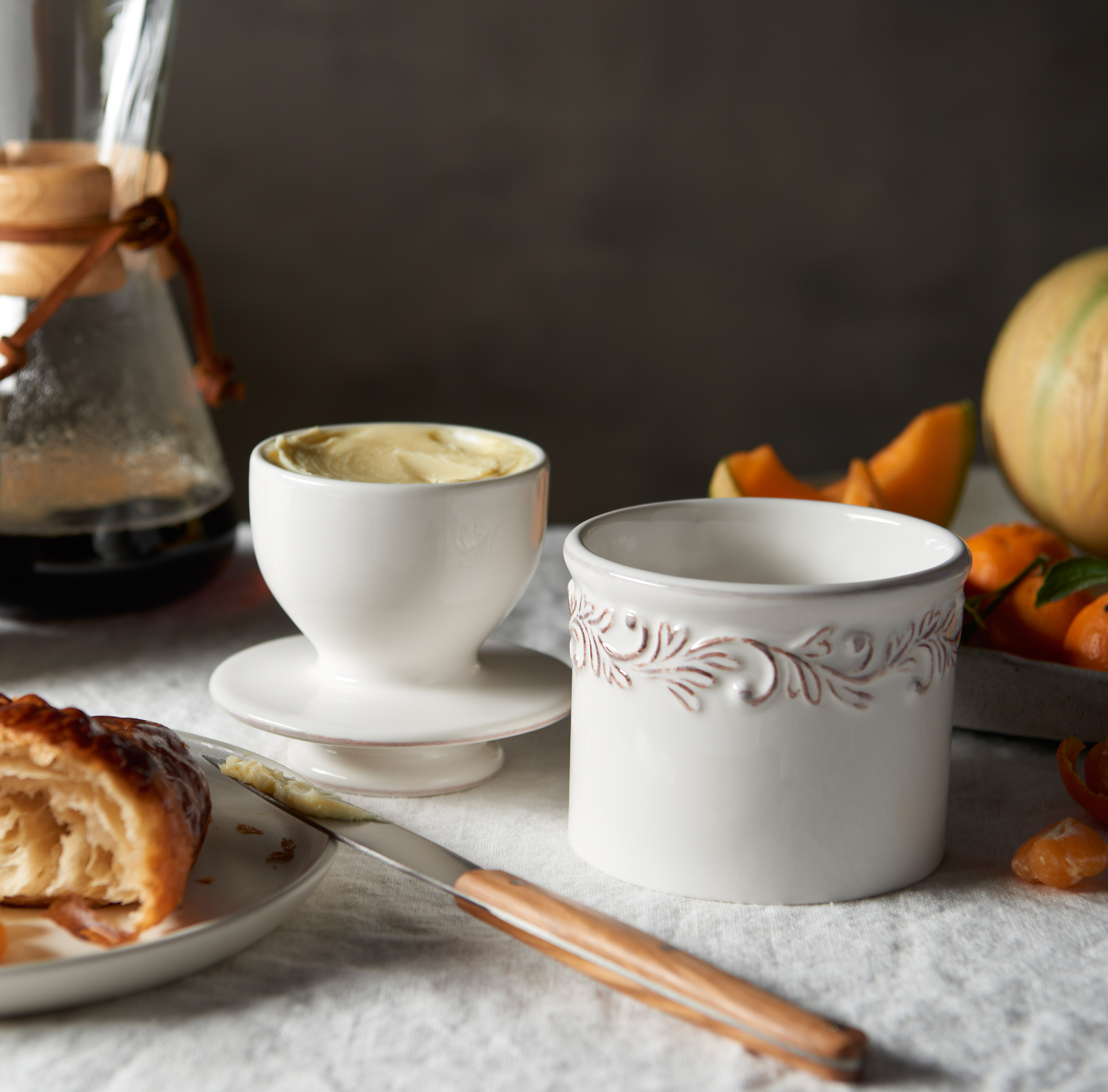 Smörklocka, White Linen Antique Butter Bell Crock- Butter Bell® - 4