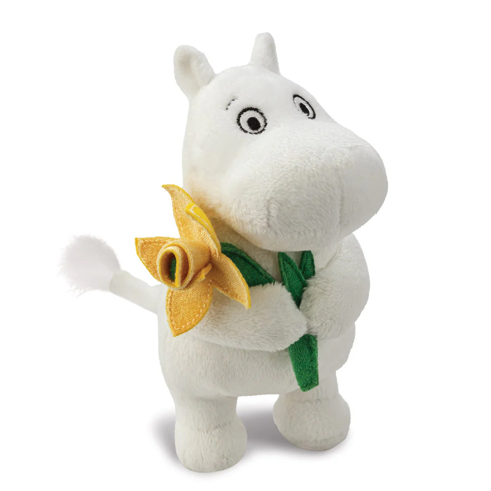 Moomintroll Cuddly Toy - Holding a daffodil - 18 cm - 2