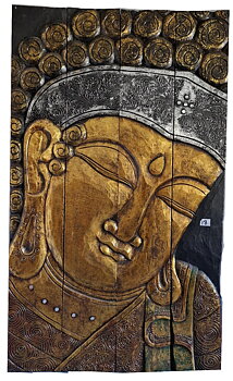 Tavla i trä / Väggdekoration - Buddha