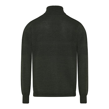 Cardigan med dragkedja i olivgrön lammull (Clipper)