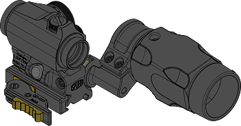 QDF-20153K Aimpoint T-2 Magnifier Mount H39mm/1.53" QDP, optics flipped to side