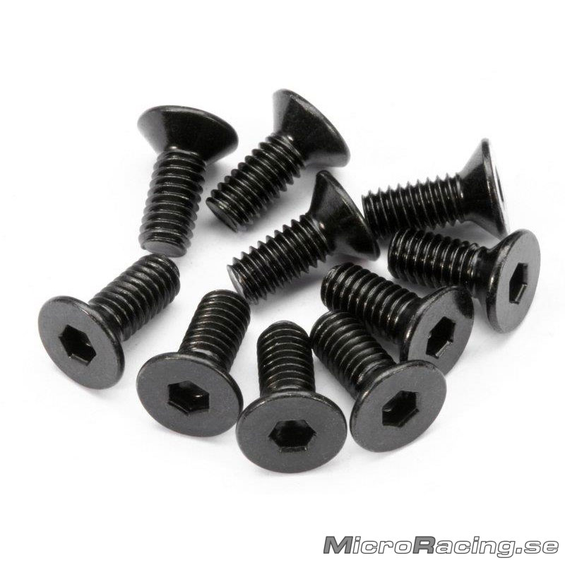 HPI RACING - M4x10mm Flat Head Screws, Hex, 10pcs