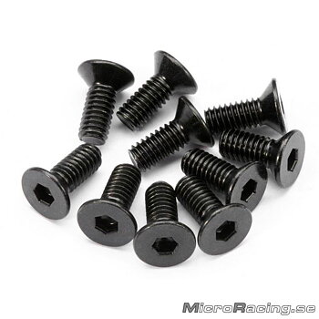 HPI RACING - M4x10mm Flat Head Screws, Hex, 10pcs