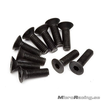 DEAL* HB RACING - M3x10mm, Flat Head Screws, Hex, 10pcs