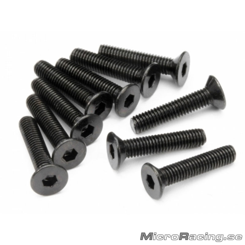 DEAL* HB RACING - M3x15mm, Flat Head Screws, Hex, 10pcs