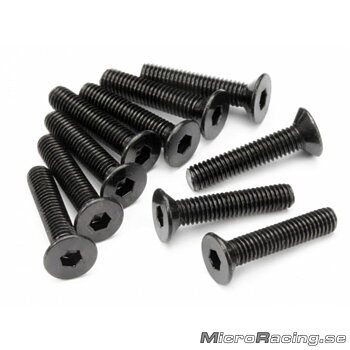 DEAL* HB RACING - M3x15mm, Flat Head Screws, Hex, 10pcs