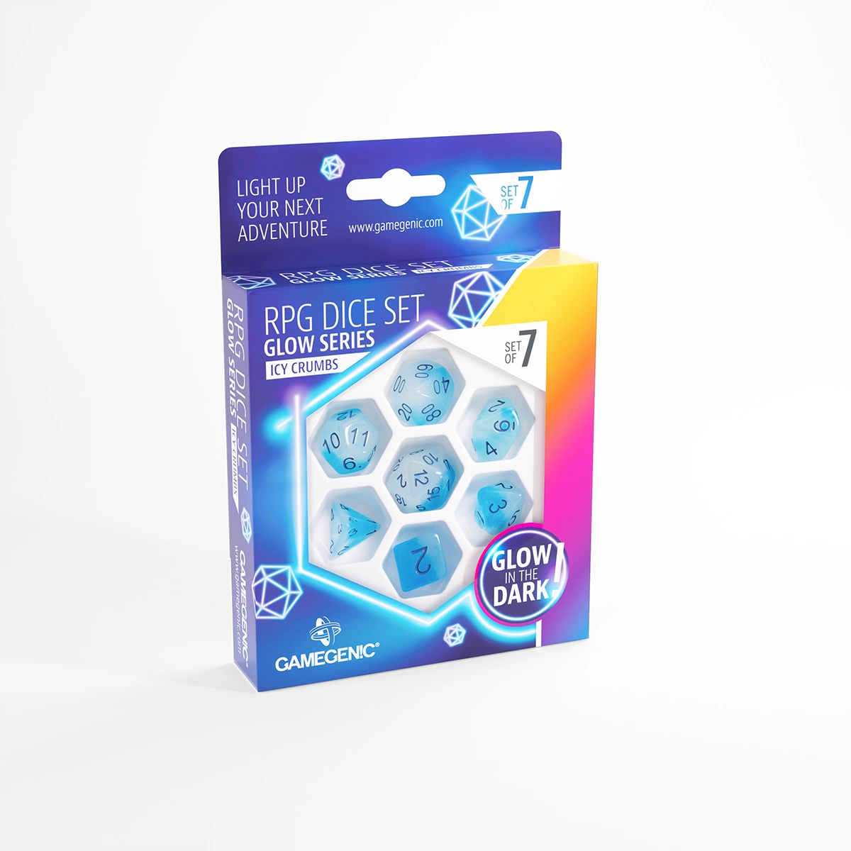 Gamegenic: RPG Dice Set (set of 7) Glow Series - Icy Crumbs