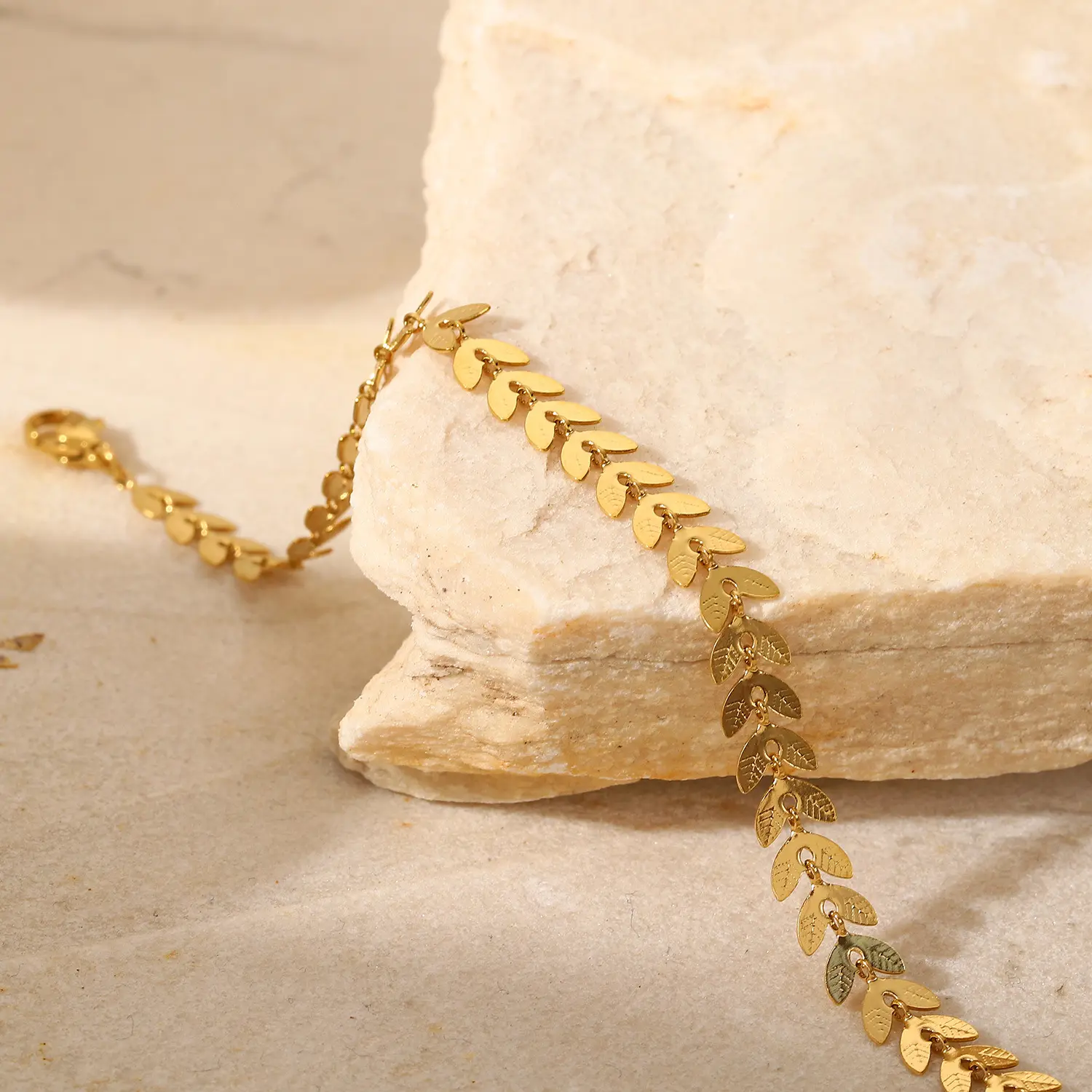 Fodkæde med blade i rustfrit stål - 2