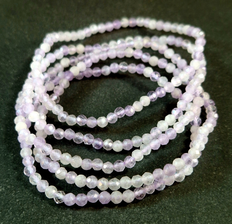 Facettslipad Ametist - Armband på elastiskt band  - 3mm