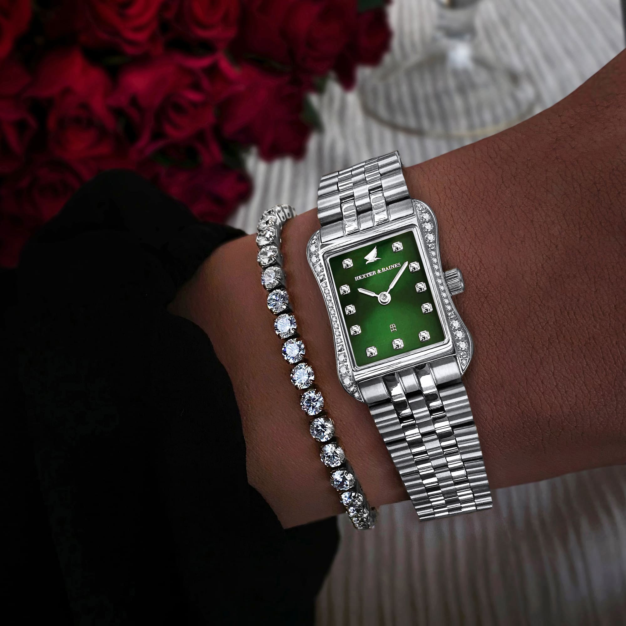 H&B Cronvas Pavé, Silver & Green - 3