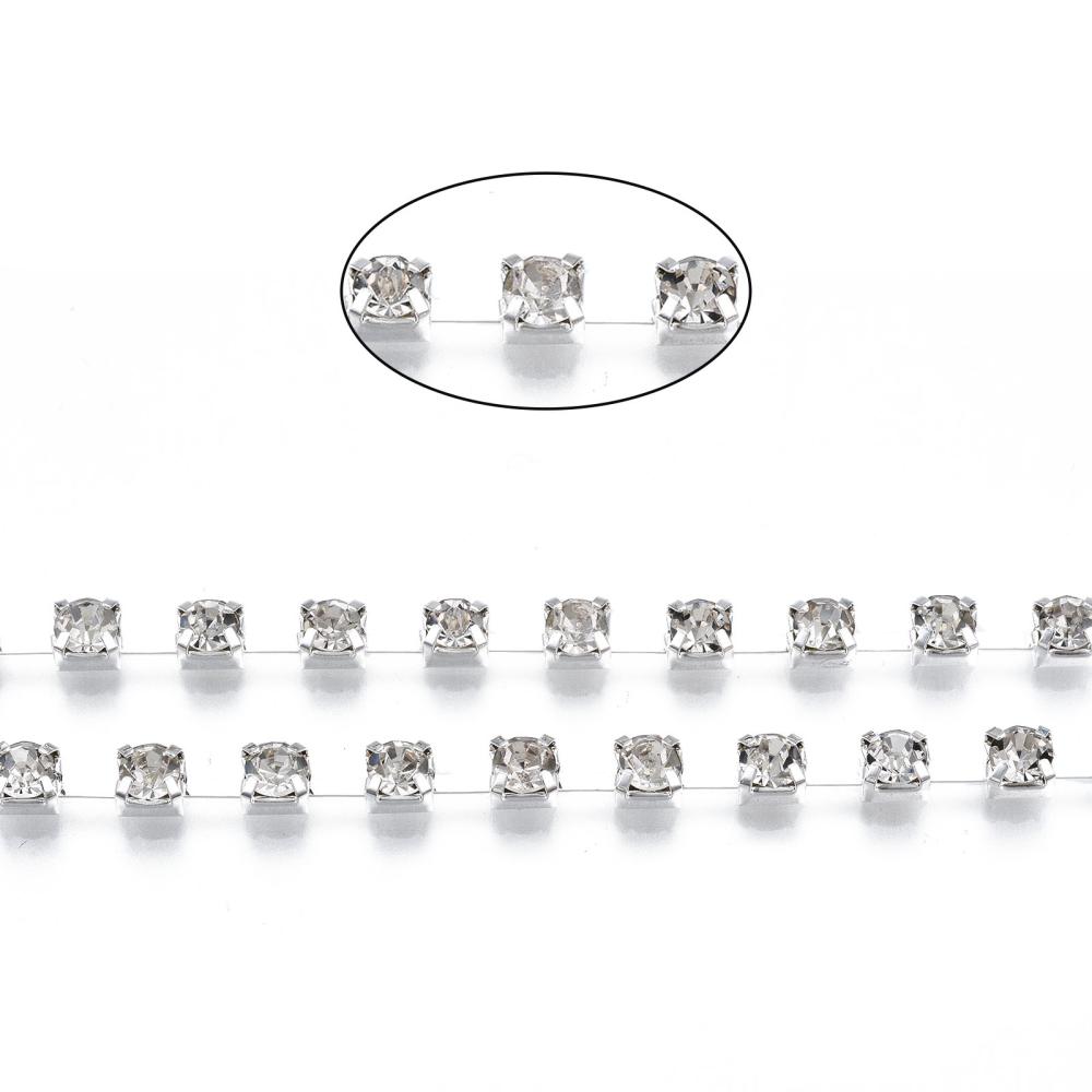 Rhinestone Chain - Clear , 4mm