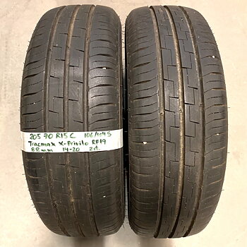15" BEGAGNADE SOMMARDÄCK | 2 st 205/70 R15C 106/104S Tracmax X-Privilo RF19 | V14-20 | 8|8 mm | A-1