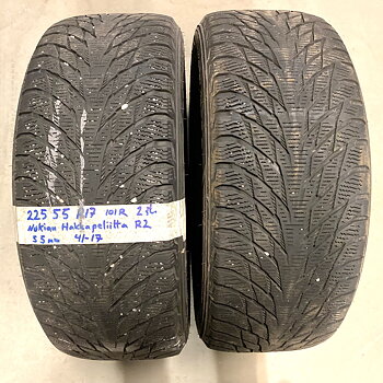 17" BEGAGNADE VINTERDÄCK M+S | 2 st 225/55 R17 101R Nokian Hakkapeliitta R2 | V41-17 | 5|5 mm | A-4