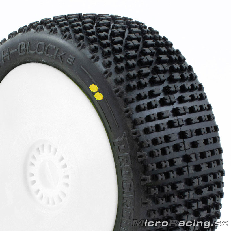 PROCIRCUIT - H-Block V2 Soft, 1/8 Off Road, Preglued, White Rim, 1pair - 2