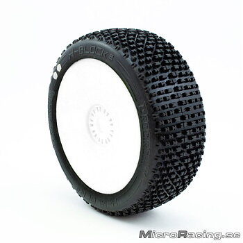 PROCIRCUIT - H-Block V2 Super Soft, 1/8 Off Road, Preglued, White Rim, 1pair