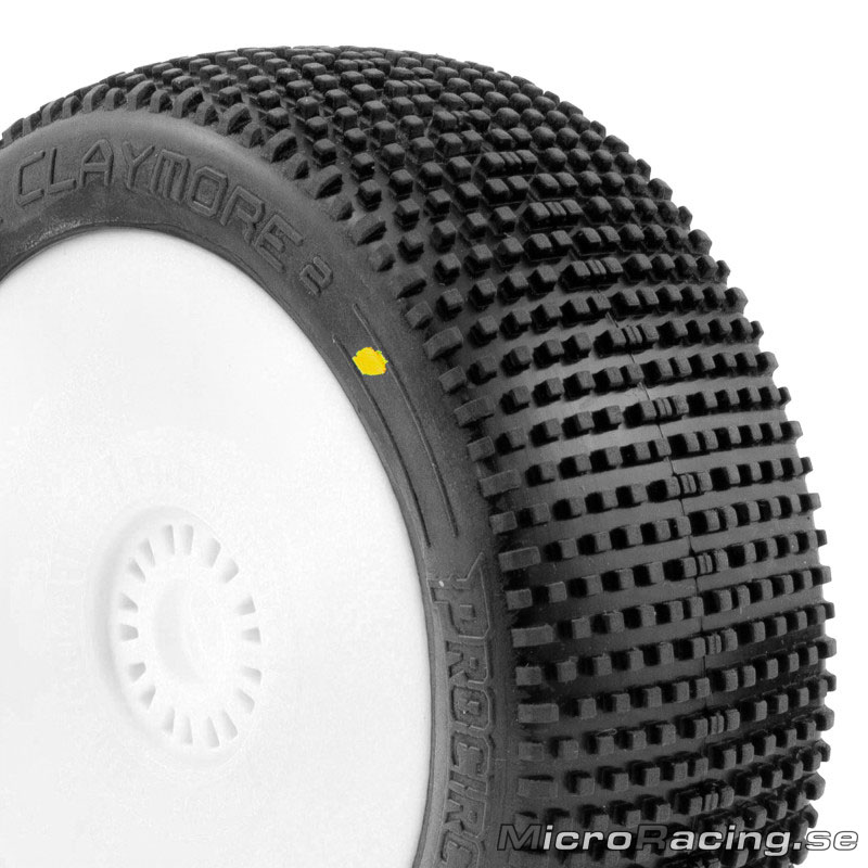 PROCIRCUIT - Claymore V2 Soft, 1/8 Off Road, Preglued, White Rim, 1pair - 2