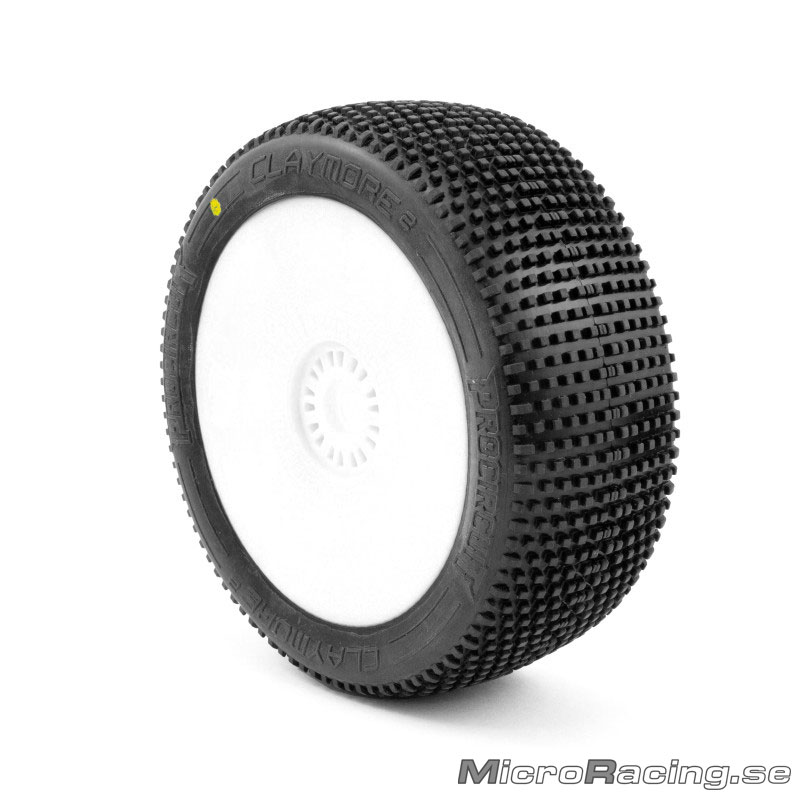 PROCIRCUIT - Claymore V2 Soft, 1/8 Off Road, Preglued, White Rim, 1pair