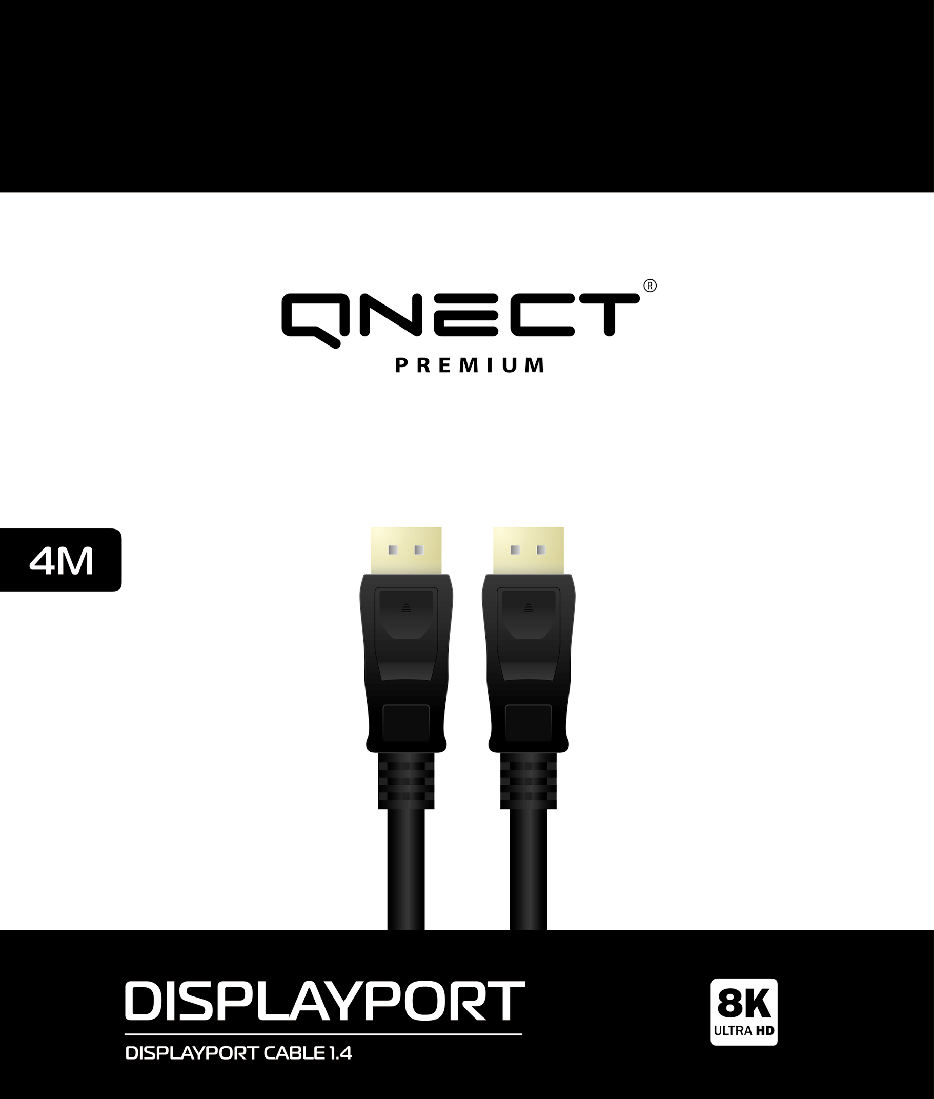 QNECT DisplayPort 1.4, 8K@60Hz, 4m, svart - 2