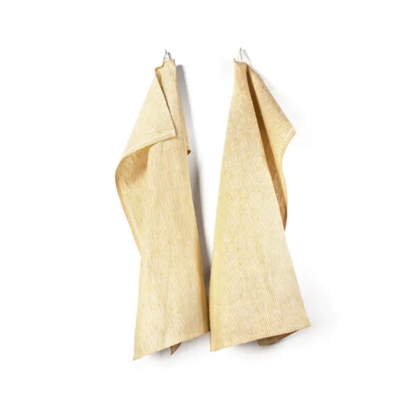 Linnehandduk kritstreck ockra