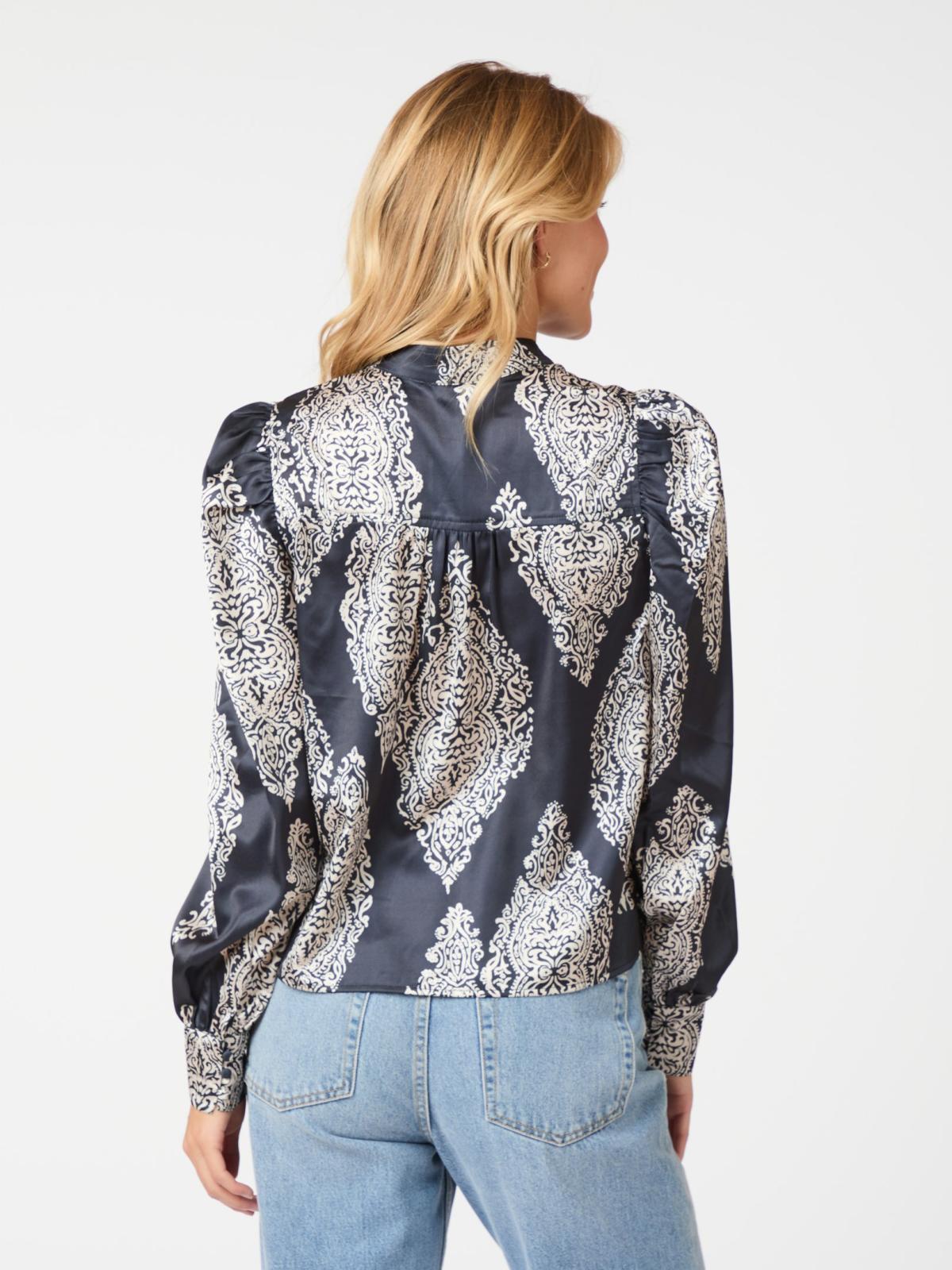 Neo Noir Rosslyn Paisley Drop Blouse, Navy - 4