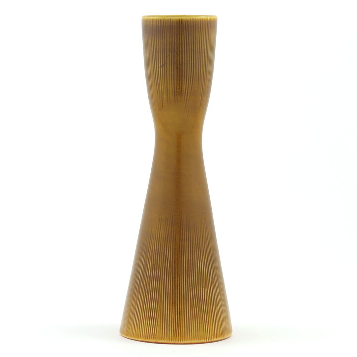 John Andersson (1950s) Brown Hour Glass Vase with Relief  19 cm