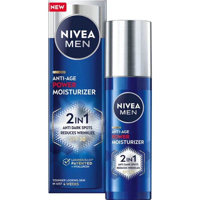 NIVEA MEN Luminous Anti-Age Power 2in1 Moisturiser SPF30, 50 ml