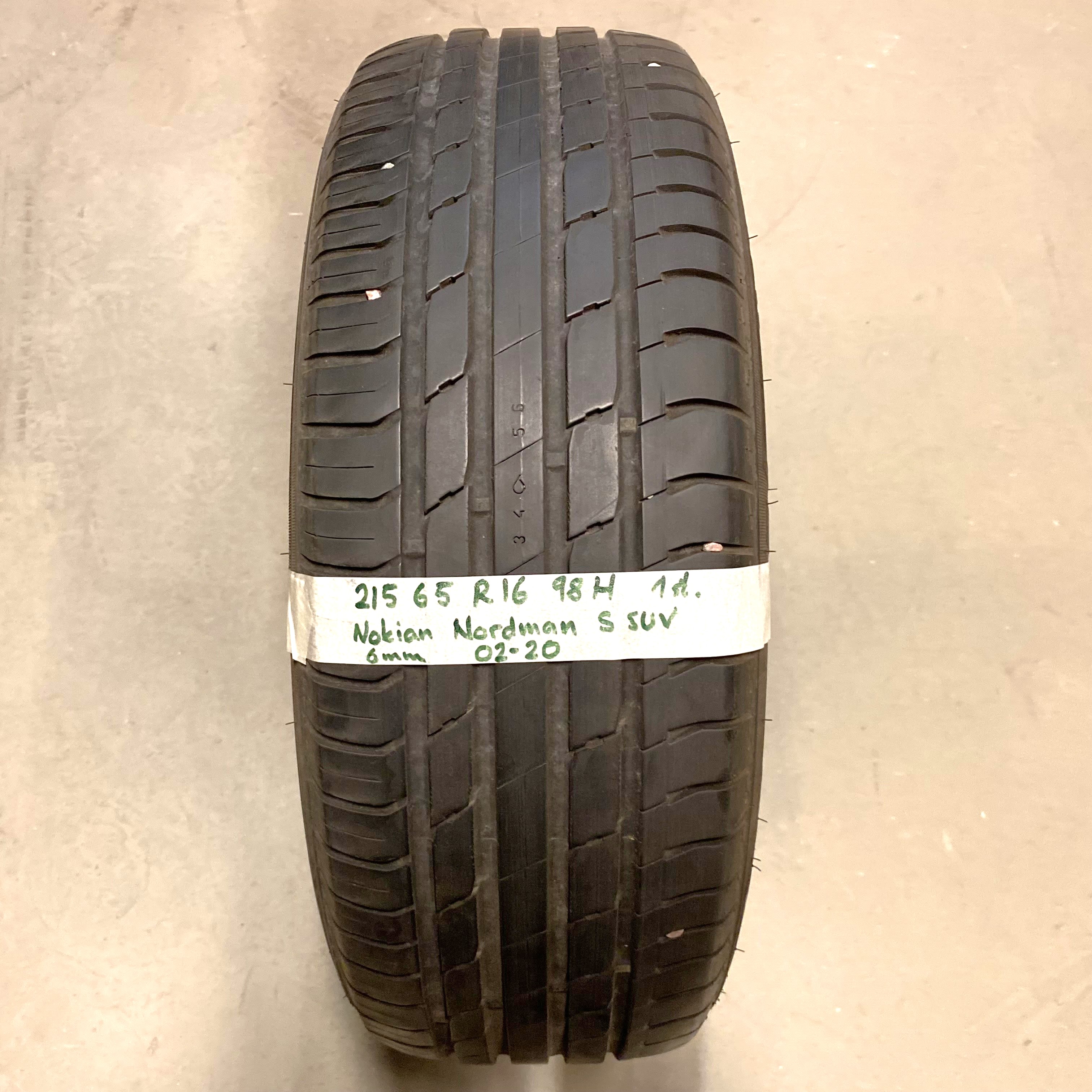16" BEGAGNAT SOMMARDÄCK | 1 st 215/65 R16 98H Nokian Nordman S SUV | V02-20 | 6 mm | Z-1