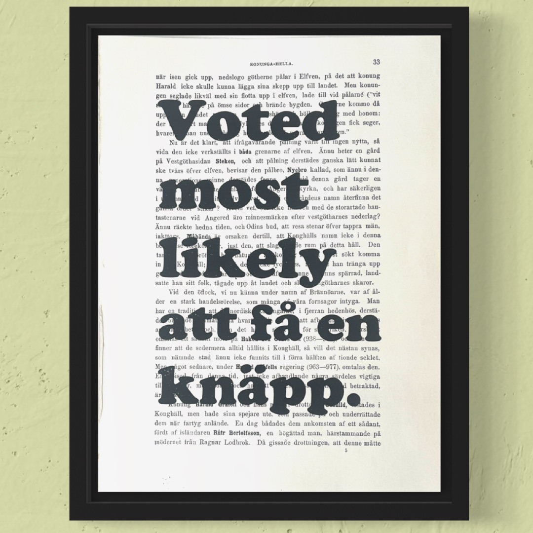 Tavla med "Voted most likely att få en knäpp"