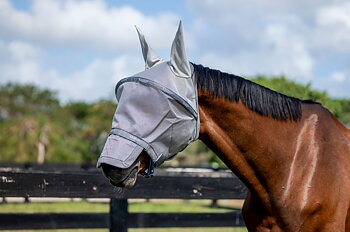 Horseware Rambo Fly Mask Plus - Silver, Titanium Grey & Silver