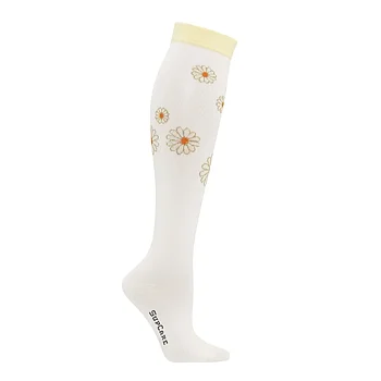 Compressiekousen klasse 2 – Wit met margrieten