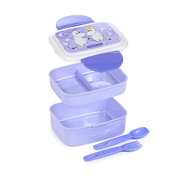 Moomin Clip Lock Stacked Bento Lunch Box with Cutlery