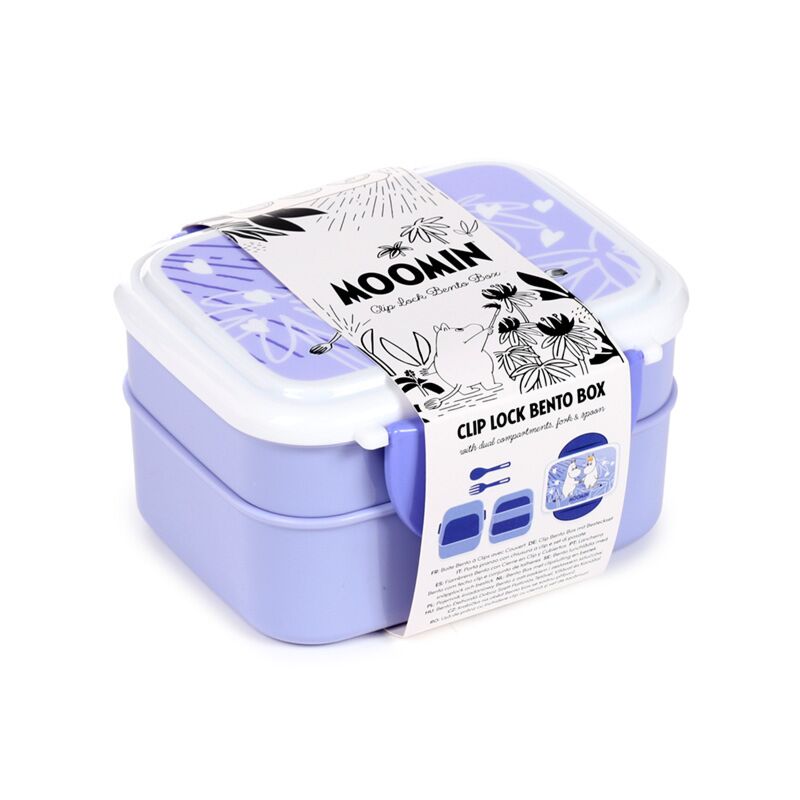 Moomin Clip Lock Stacked Bento Lunch Box with Cutlery - 3