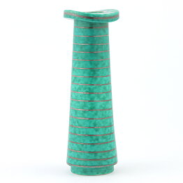 Wilhelm Kåge (Argenta 1955) Green Slender Vase with Silver Decor 16 cm