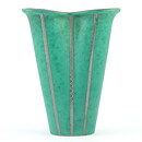 Wilhelm Kåge (Argenta 1934) Green Modern Vase with Silver Decor 16 cm