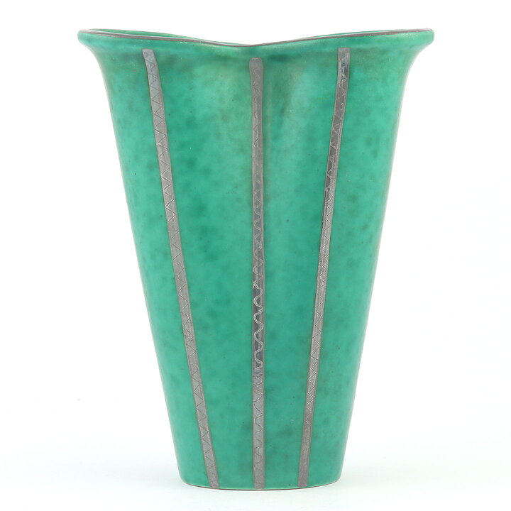 ヴィルヘルム・コーゲ  Argentaシリーズ  緑色のベース  シルバーの模様  (16cm)  1934年