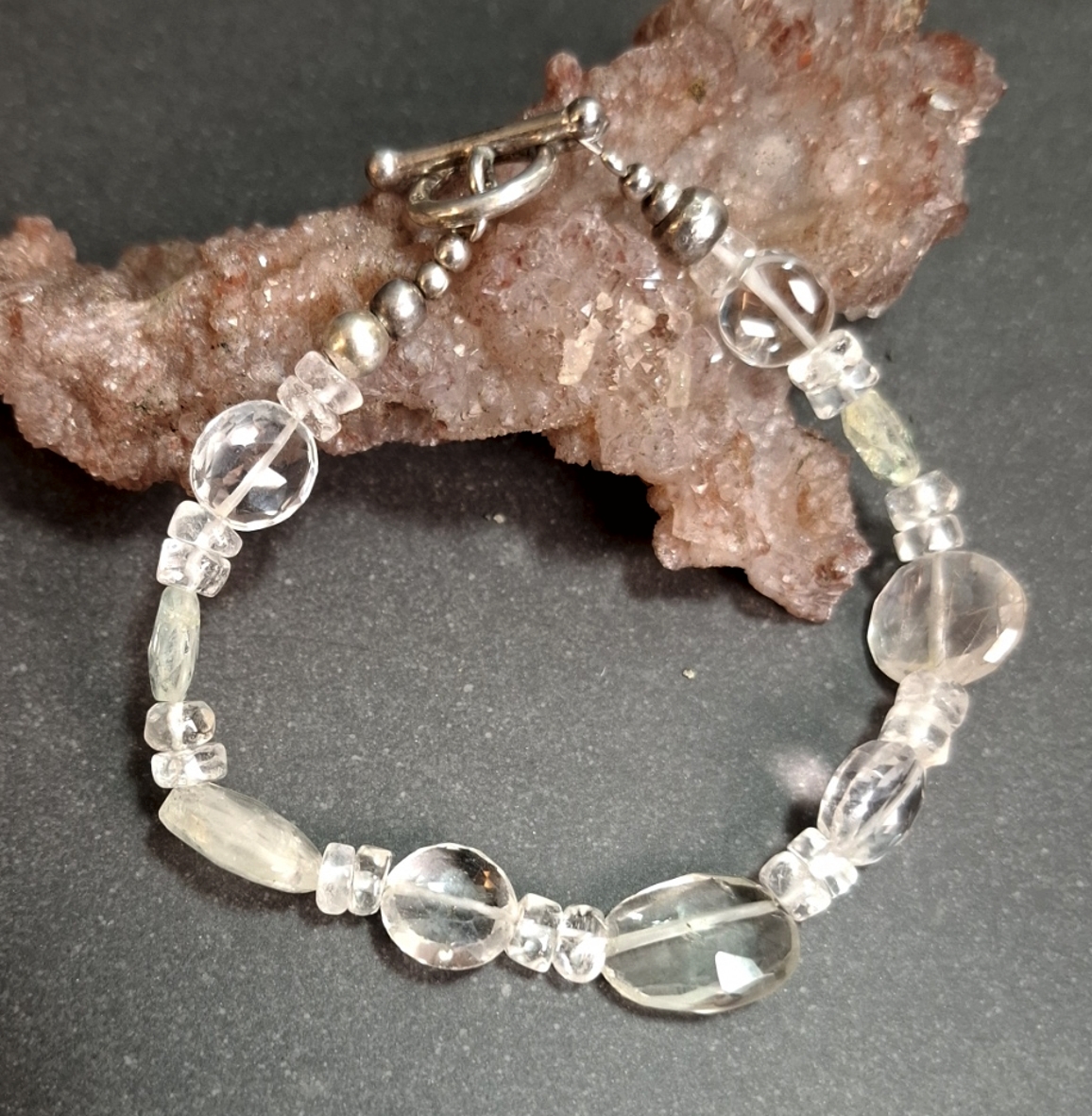 Akvamarin och Bergkristall Armband