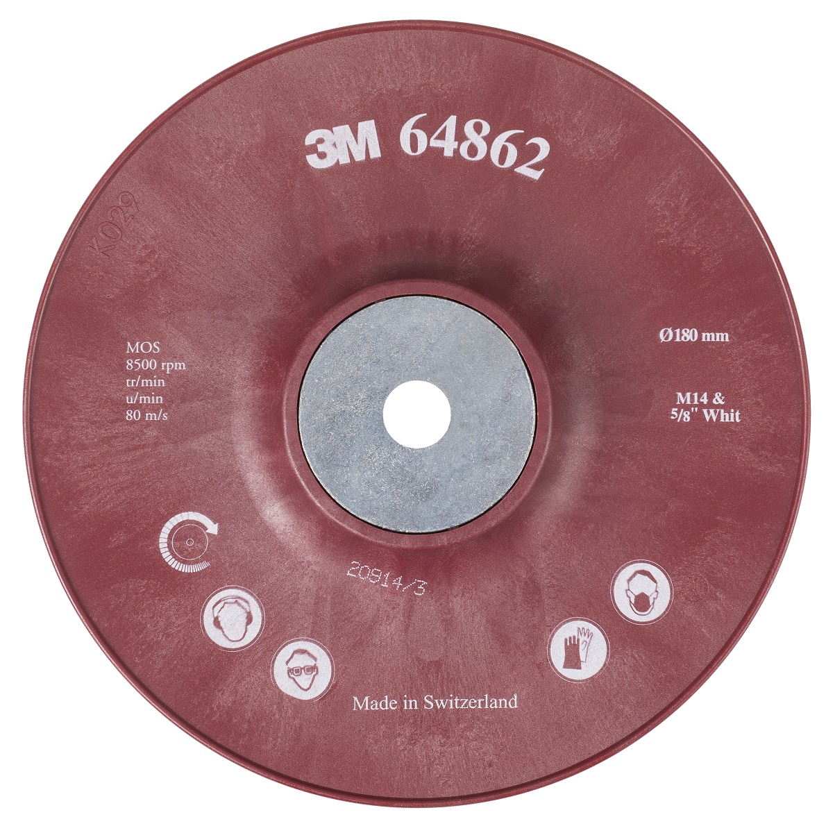 3M™ Grooved backing plate for fiber grinding disc 180 mm