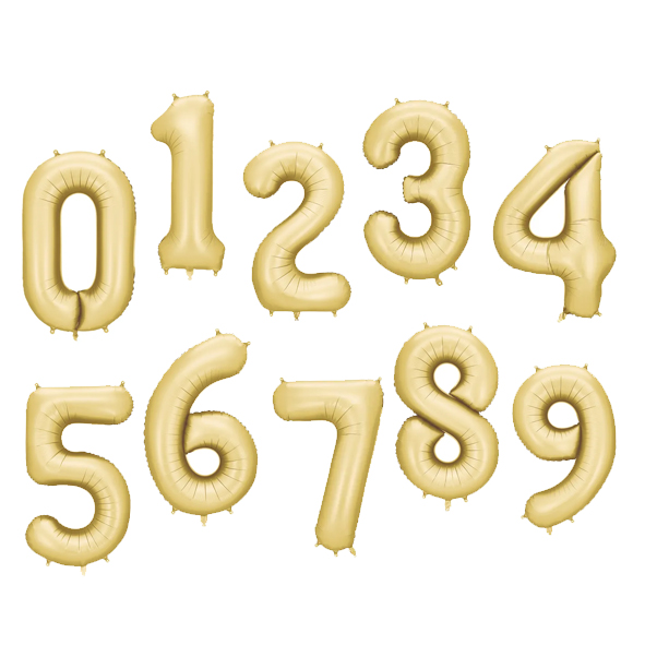 Sifferballong - Ljus Guld 86 cm - Satin