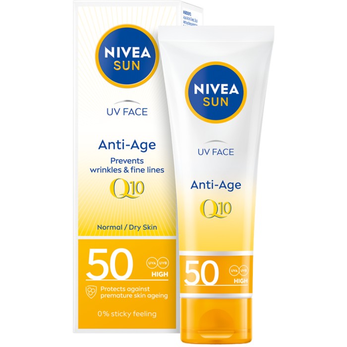 NIVEA SUN Solkräm ansikte UV Face Anti-Age Q10 Cream SPF50, 50ml