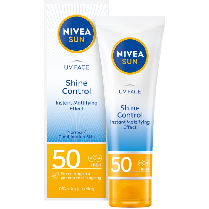 NIVEA SUN Solkräm ansikte UV Face Shine Control Cream SPF50, 50 ml