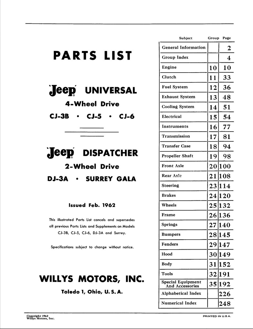 1953-1961 Jeep CJ & DJ Parts Catalog - 2
