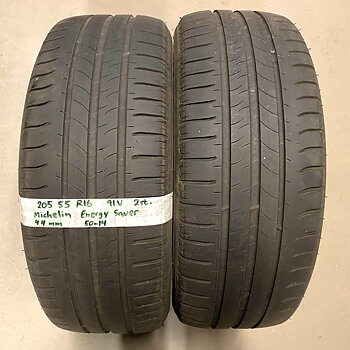 16" BEGAGNADE SOMMARDÄCK | 2 st 205/55 R16 91V Michelin Energy Saver | V50-14 | 4|4 mm | G-2
