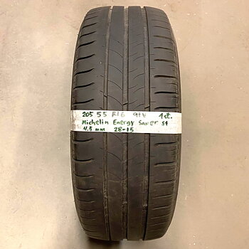 16" BEGAGNAT SOMMARDÄCK | 1 st 205/55 R16 91V Michelin Energy Saver S1 | V28-15 | 4.5 mm | G-2