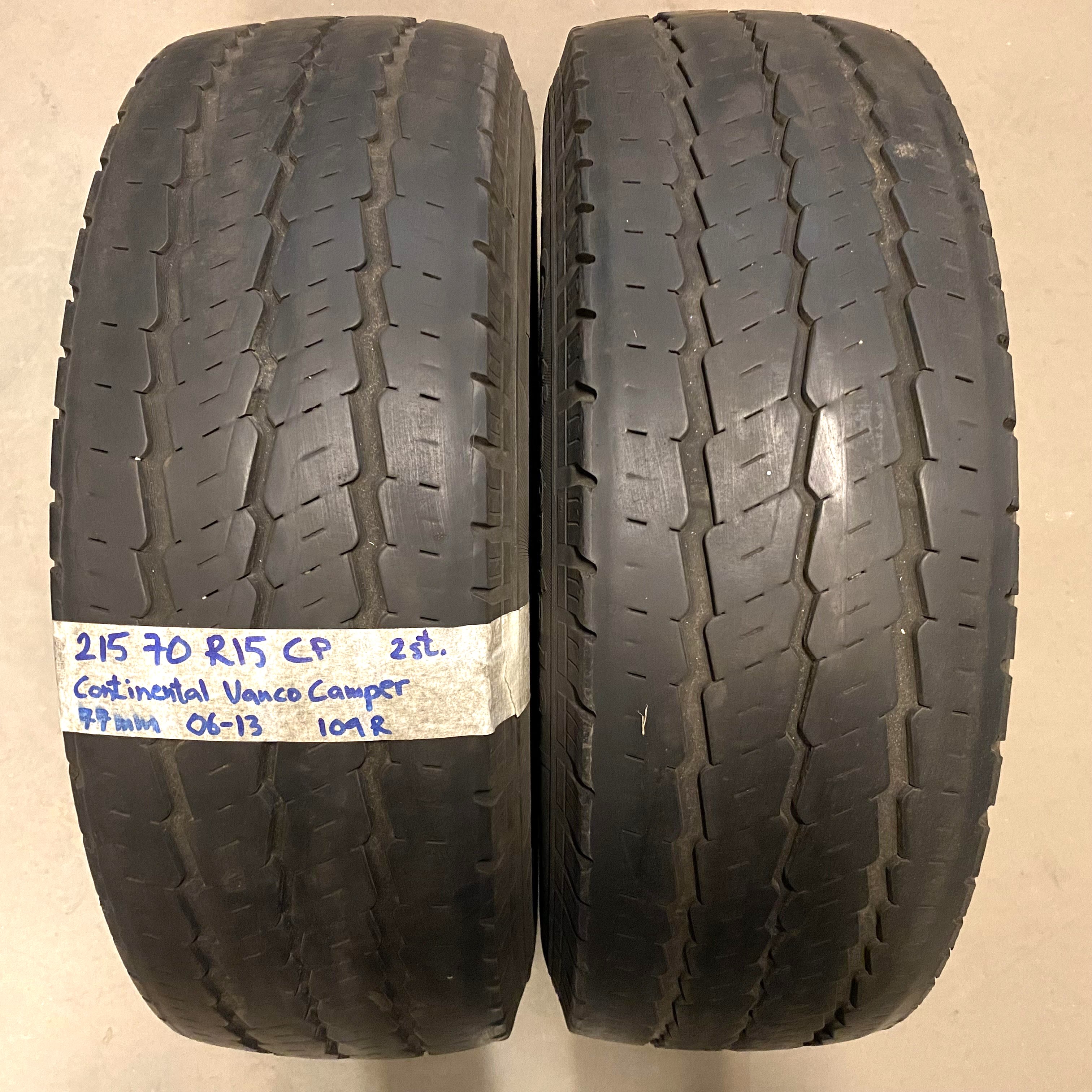 15" BEGAGNADE SOMMARDÄCK | 2 st 215/70 R15CP 109R Continental Vanco Camper | V06-13 | 7|7 mm | G-4